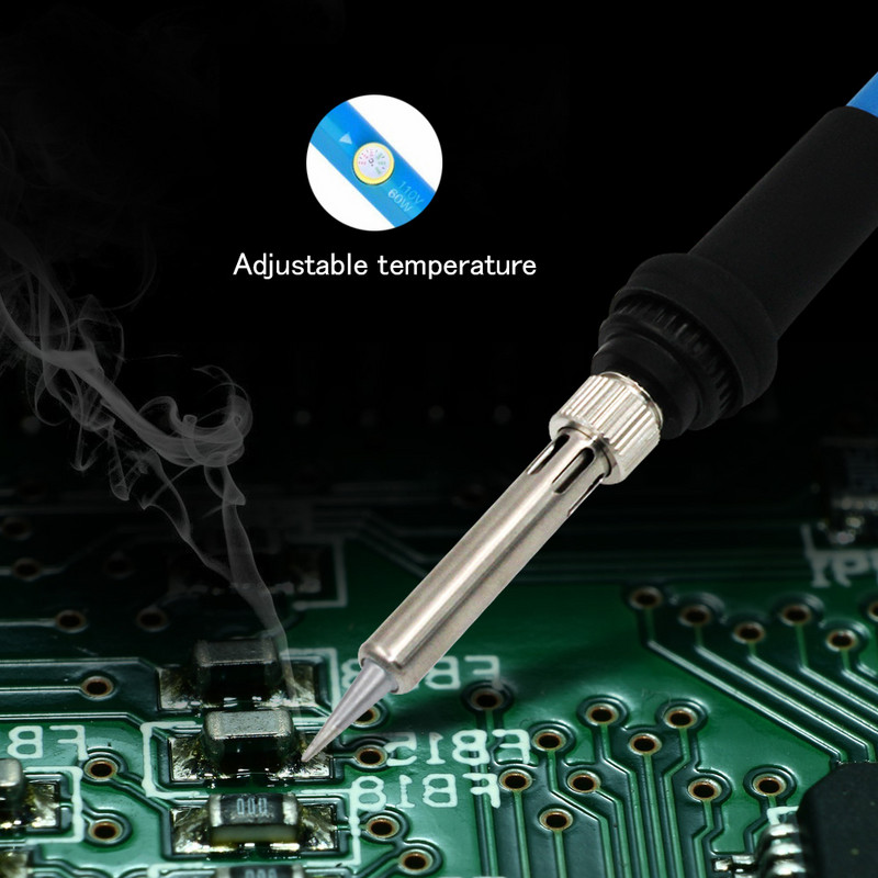 Regulējams 110/220V 60 W temperatūras elektriskais lodāmurs, kas ātri uzsilst mazo elektronisko ierīču metināšanas rīkam ASV/ES/UK/AU