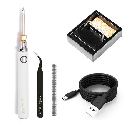 Handskit 5V 8W USB ρυθμιζόμενη θερμοκρασία φόρτισης Ηλεκτρικό κολλητήρι κιτ με τσιμπιδάκι σύρμα συγκόλλησης βάσης συγκόλλησης