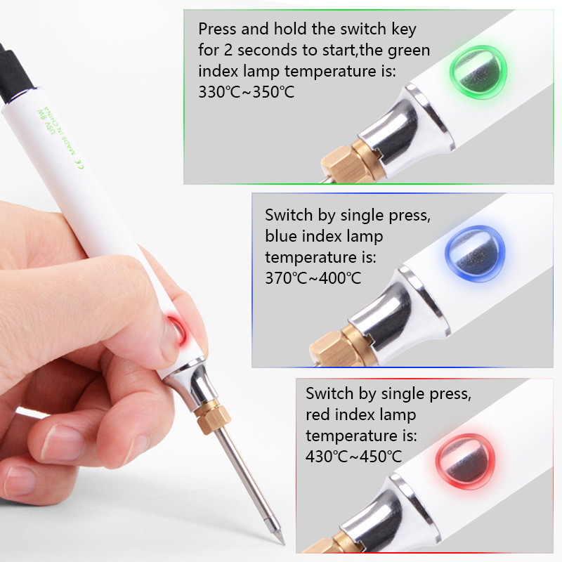 Handskit 5V 8W USB ρυθμιζόμενη θερμοκρασία φόρτισης Ηλεκτρικό κολλητήρι κιτ με τσιμπιδάκι σύρμα συγκόλλησης βάσης συγκόλλησης