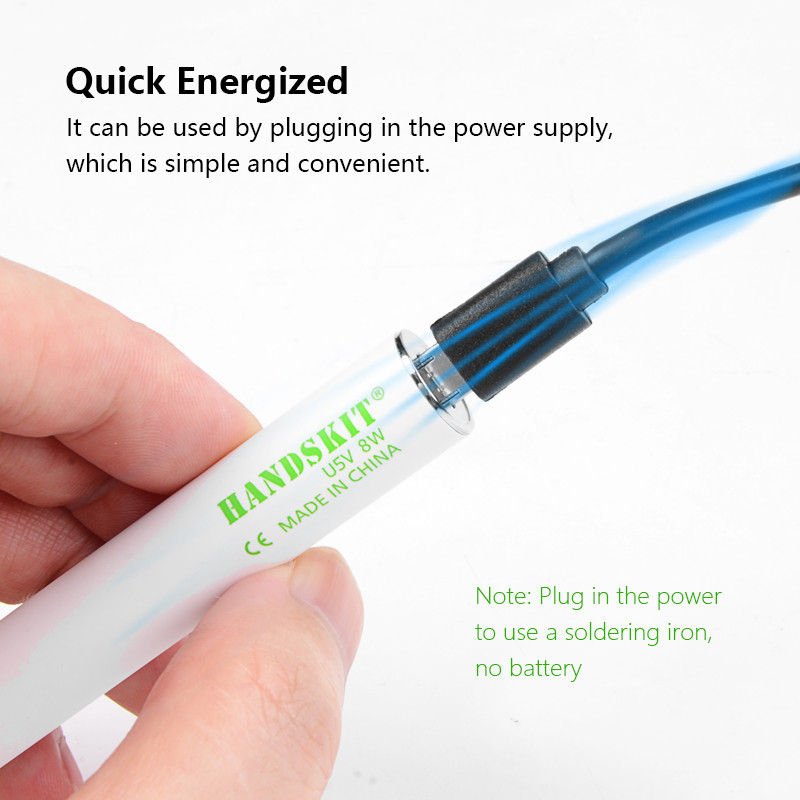 Handskit 5V 8W USB ρυθμιζόμενη θερμοκρασία φόρτισης Ηλεκτρικό κολλητήρι κιτ με τσιμπιδάκι σύρμα συγκόλλησης βάσης συγκόλλησης