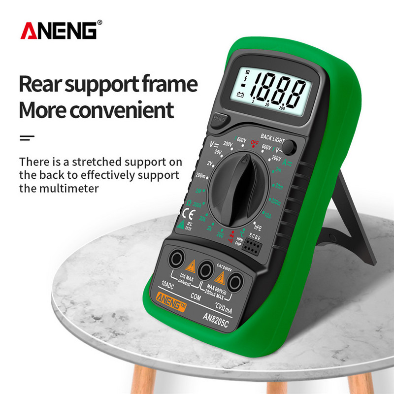 Gaqqee AN8205C Ψηφιακό πολύμετρο AC/DC Αμπερόμετρο Volt Ohm Tester Πολύμετρο με φορητούς μετρητές οπίσθιου φωτισμού LCD θερμοστοιχείου