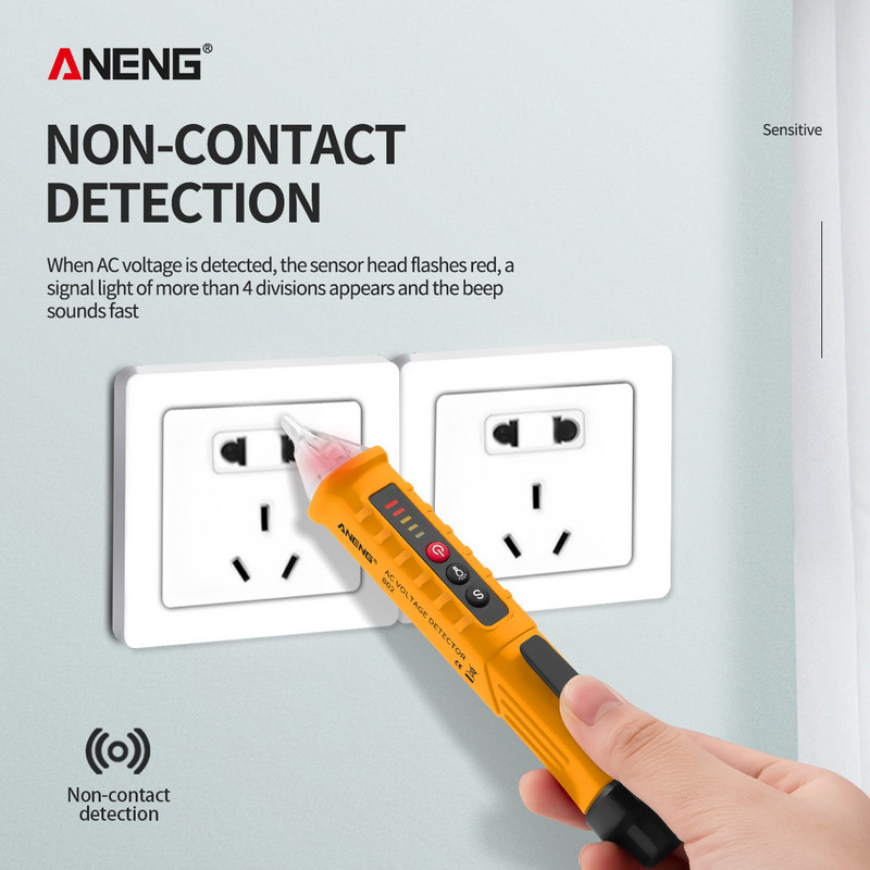 VD802 mittekontaktne pinge detektor, kaasaskantav vahelduvvoolu tester NCV tundlikkuse pliiatsi stiilis elektriindikaator LED pinge detektor