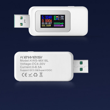 10 в 1 DC USB тестер Токов 4-30V Измервател на напрежение Времеви амперметър Цифров монитор Индикатор за изключване на захранването Банка Зарядно устройство