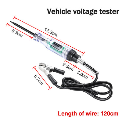 6V 12V 24V automašīnu kravas automašīnu sprieguma ķēdes testeris digitālais displejs garš zondes pildspalva spuldze Automašīnu diagnostikas rīki Auto remonts