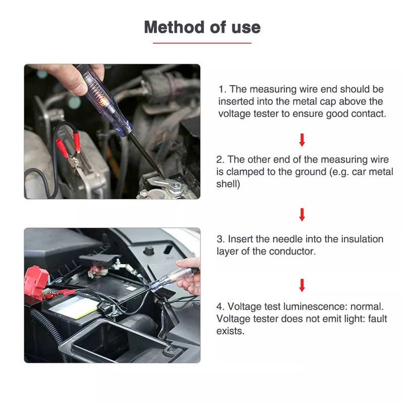 6V 12V 24V automašīnu kravas automašīnu sprieguma ķēdes testeris digitālais displejs garš zondes pildspalva spuldze Automašīnu diagnostikas rīki Auto remonts