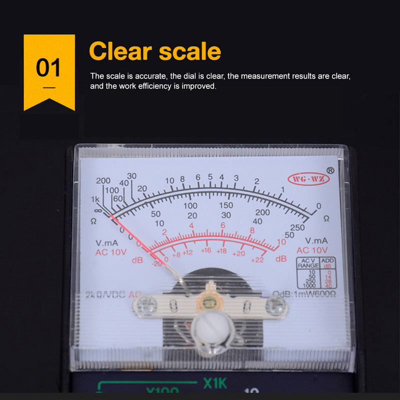 1 db MF-110A elektromos analóg multiméter, multiteszter, hordozható feszültségmérő ampermérő AC / DC feszültség-áram OHM multiméter teszter