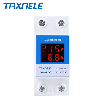 DIN Rail Led Ψηφιακό βολτόμετρο Αμπερόμετρο AC50-500V 220V 380V 1-63A 1-100A Πίνακας τάσης Μετρητής ρεύματος Volt Amp Tester