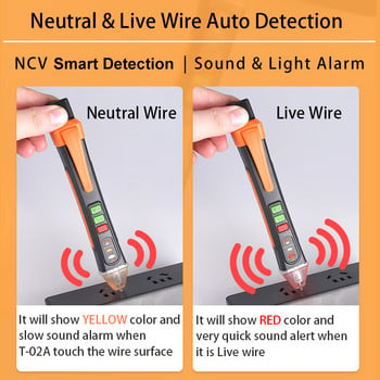 Електрически тестер Индикатор за напрежение T-02A Интелигентен безконтактен детектор за променливотоково напрежение Тестер Писалка Проверка на проводник Проследяване на точка на прекъсване