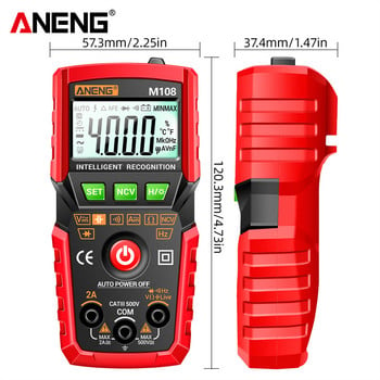 ANENG M108 Mini Digital Multimeter 4000 Counts Non Contact Tester τάσης ρεύματος AC/DC Μετρητής χωρητικότητας αντίστασης