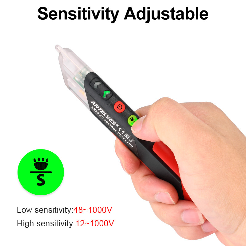 AN19 Detector de tensiune AC fără contact Pen Test în timp real Senzor electric Tester de detectare a punctului de rupere 12-1000V Sensibilitate reglabil