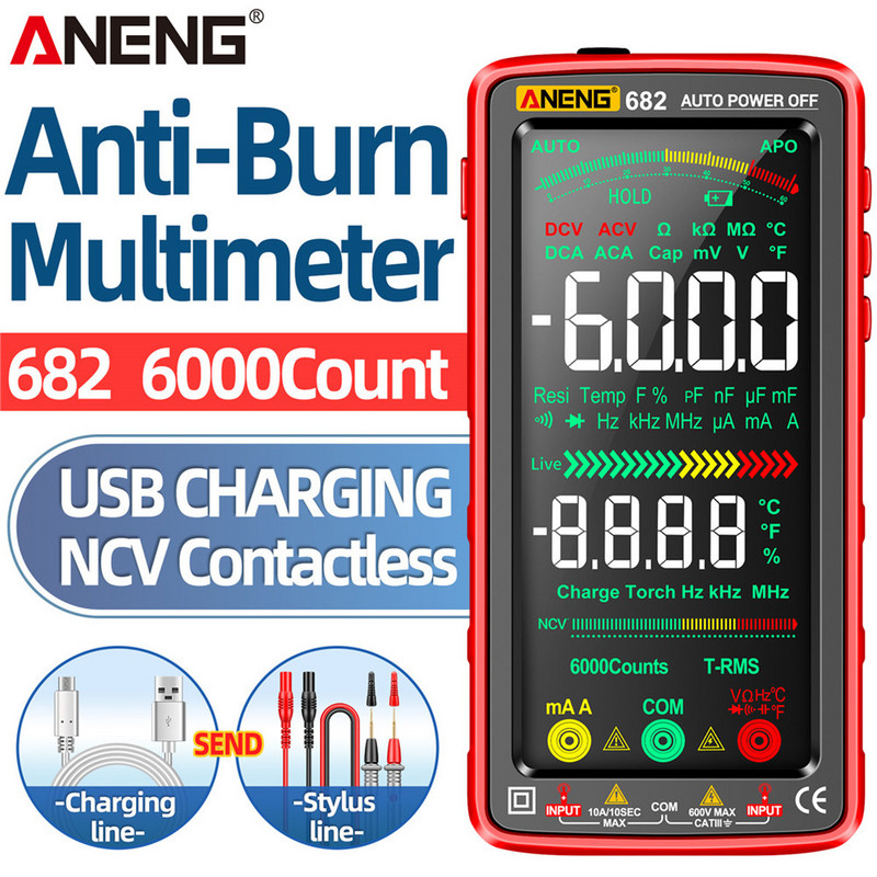Multimetru invers ANENG 682 Smart VA Ampermetru AC/DC Tester de tensiune Tester electric reîncărcabil pentru diode Ohm Instrumente pentru electrician