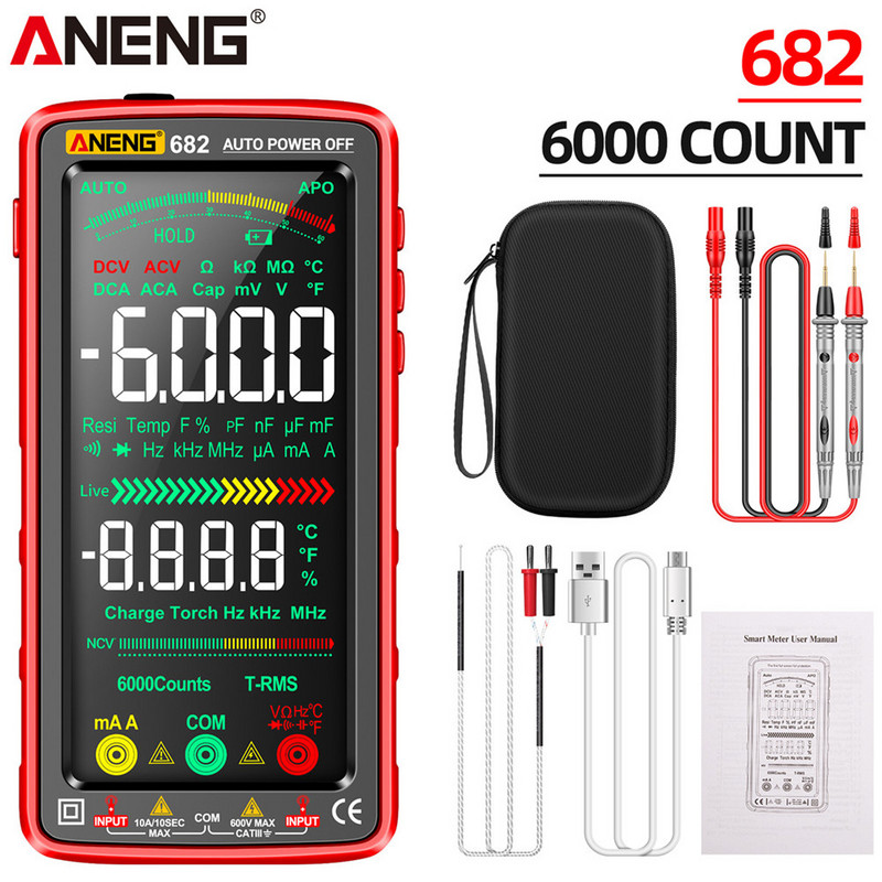 Multimetru invers ANENG 682 Smart VA Ampermetru AC/DC Tester de tensiune Tester electric reîncărcabil pentru diode Ohm Instrumente pentru electrician