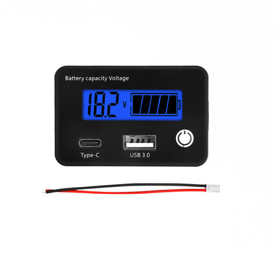 DC8-30V USB Type-C švino rūgšties ličio baterijos įkrovimo talpos indikatorius, automobilio motociklo skaitmeninis voltmetro testerio matuoklio įrankis