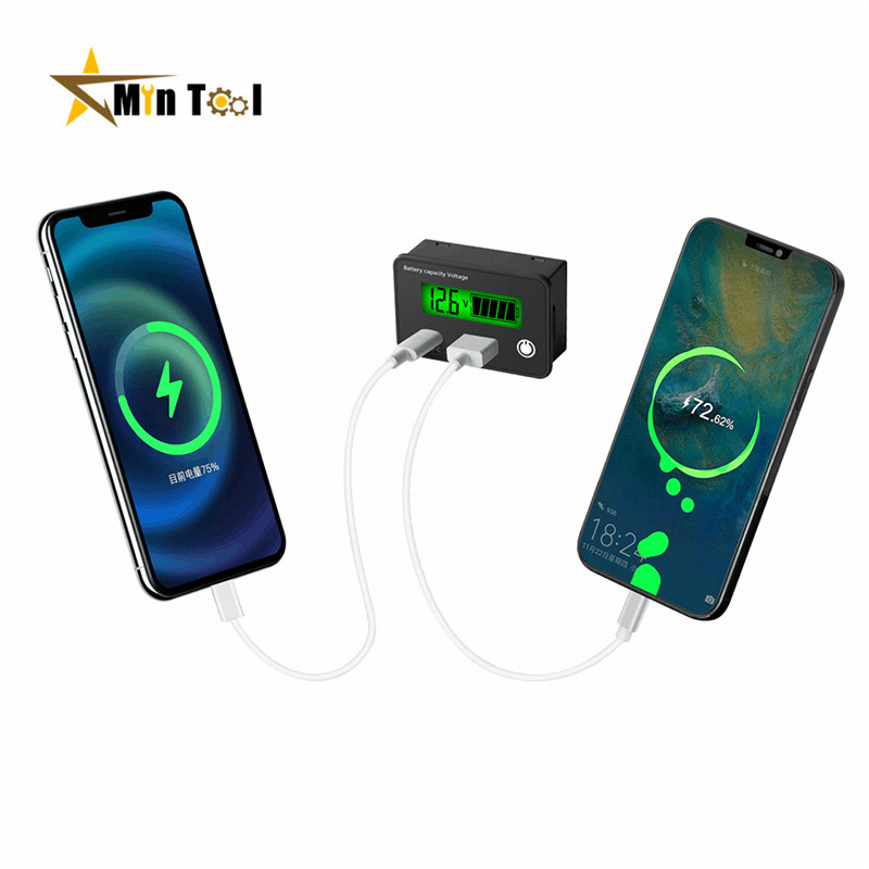 DC8-30V USB Type-C švino rūgšties ličio baterijos įkrovimo talpos indikatorius, automobilio motociklo skaitmeninis voltmetro testerio matuoklio įrankis