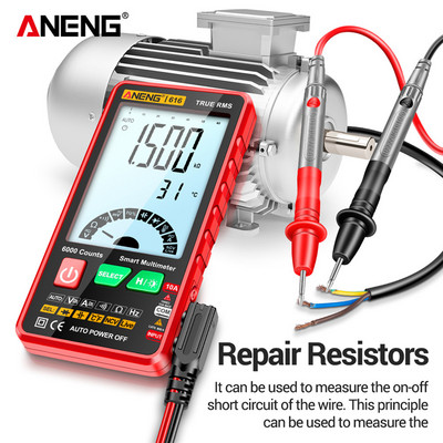 Tester multimetru digital ANENG 616 Oprire automată 6000 de numărări Tester de condensator Display LCD Gamă automată pentru diodă Ohm NVC Hz