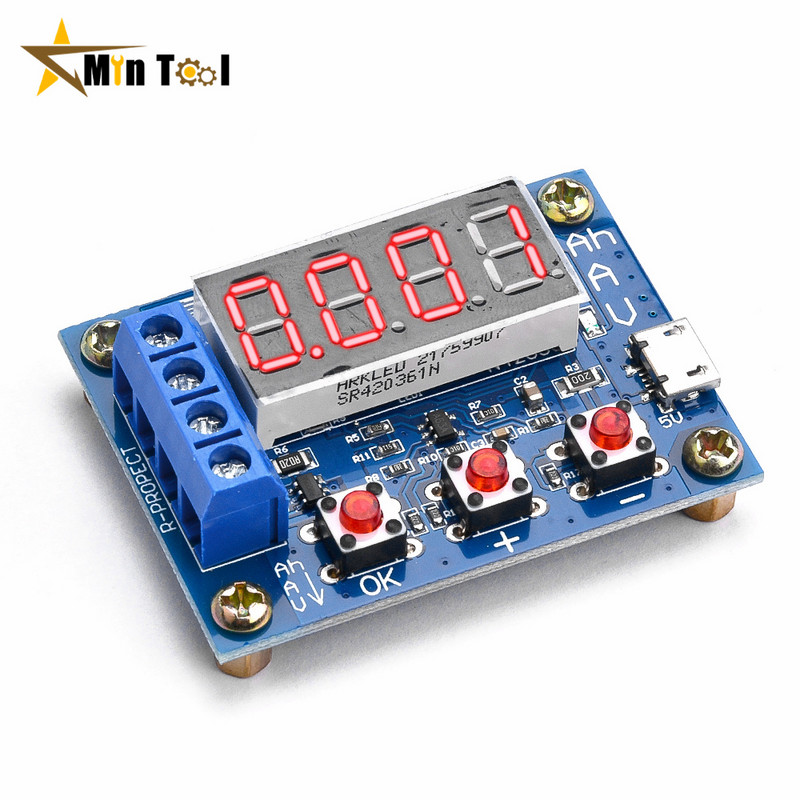 Micro USB ZB2L3 18650 ličio jonų ličio baterijos talpos testeris + atsparumo švino ir rūgšties akumuliatoriaus talpos matuoklio iškrovos testeris