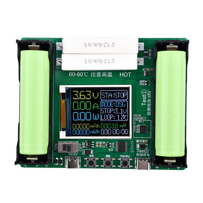Тип-C LCD дисплей 18650 Тестер за капацитет на литиева батерия MAh MWh Цифров модул за детектор на мощност на батерията 18650 Тестер за батерия