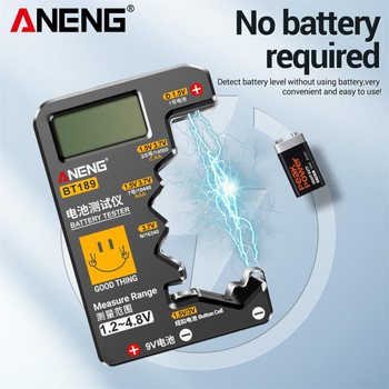 ANENG BT189 Ψηφιακός ελεγκτής μπαταρίας Οθόνη LCD 9V 1,5V Universal Button Tester μπαταρίας Volt Ανιχνευτής χωρητικότητας Εργαλεία χωρητικότητας