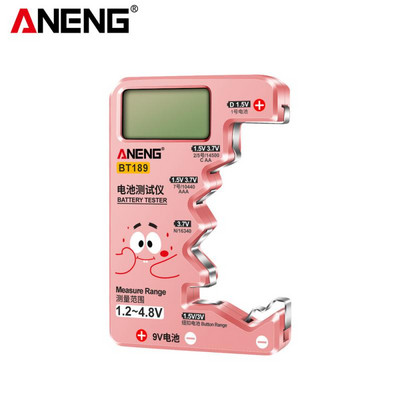 ANENG BT189 skaitmeninis baterijos testeris LCD ekranas 9V 1,5V universalus mygtukas baterijos testeris voltų talpos detektoriaus talpos įrankiai