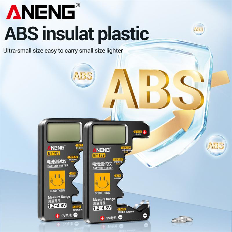 ANENG BT189 skaitmeninis baterijos testeris LCD ekranas 9V 1,5V universalus mygtukas baterijos testeris voltų talpos detektoriaus talpos įrankiai