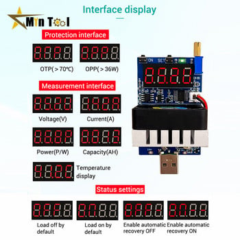 ZK-EL35 35W DC3.5-28V USB електронен резистор за разреждане на батерията тестер за LED дисплей вентилатор регулируем ток измервател на напрежението