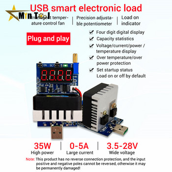ZK-EL35 35W DC3.5-28V USB електронен резистор за разреждане на батерията тестер за LED дисплей вентилатор регулируем ток измервател на напрежението