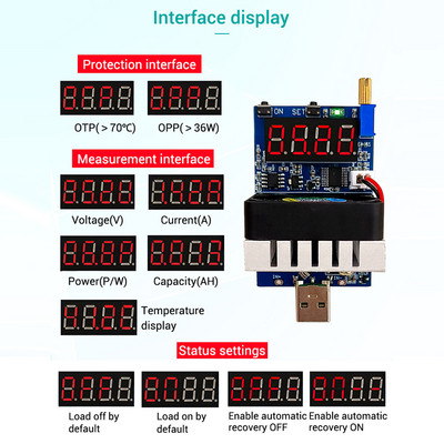 ZK-EL35 35W DC3,5-28V USB elektrooniline koormustakisti tühjenemise aku tester LED-ekraaniga ventilaator Reguleeritav voolu pingemõõtur