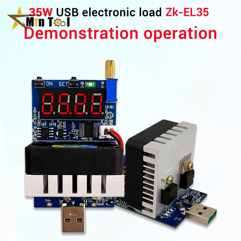 ZK-EL35 35W DC3,5-28V USB elektrooniline koormustakisti tühjenemise aku tester LED-ekraaniga ventilaator Reguleeritav voolu pingemõõtur