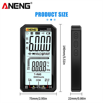 ANENG 620A Digital Smart Multimeter Transistor Testers 6000 Counts True RMS Auto Electrical Capacitivnost Meter Temp Resistance
