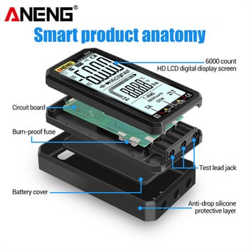 ANENG 620A Digital Smart Multimeter Transistor Testers 6000 Counts True RMS Auto Electrical Capacitivnost Meter Temp Resistance