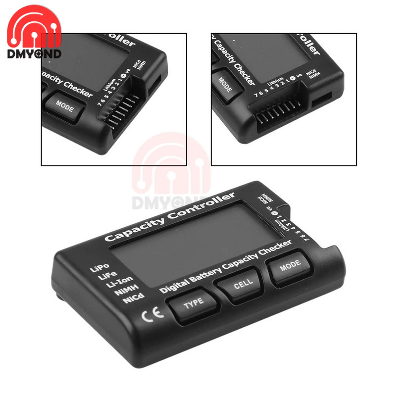 1-7S digitālā akumulatora ietilpības detektora barošanas displejs LCD pārbaudītājs testeris sprieguma kontrolieris LiPo LiFe litija jonu NiMH Nicd RC automašīnai