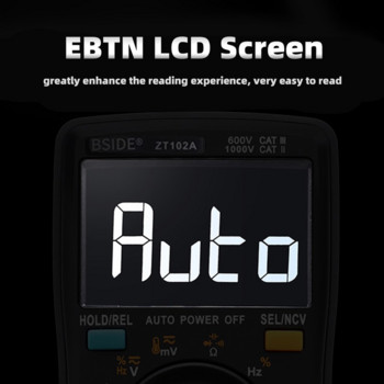 BSIDE ZT102A LCD цифров мултицет TRMS AC/DC Напрежение Ток Температура Ом Честота Тестер за съпротивление на диода Капацитивност