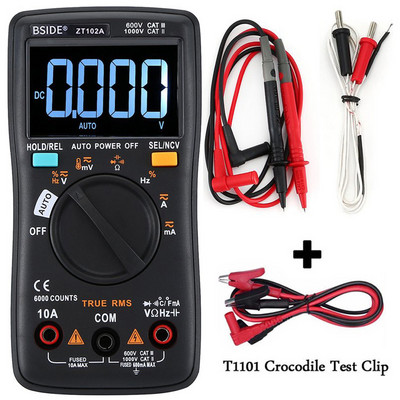 Ψηφιακό πολύμετρο LCD BSIDE ZT102A TRMS AC/DC Τάση ρεύματος Θερμοκρασία Ohm Συχνότητα διόδου αντίστασης χωρητικότητας