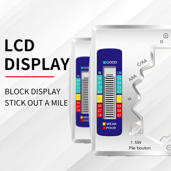 Цифров тестер за батерии LCD дисплей Детектор за ниво за AA AAA 9V 1.5V Детектор за капацитет на батерията с бутони Диагностичен инструмент