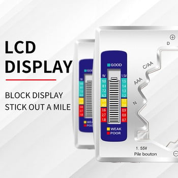 Цифров тестер за батерии LCD дисплей Детектор за ниво за AA AAA 9V 1.5V Детектор за капацитет на батерията с бутони Диагностичен инструмент