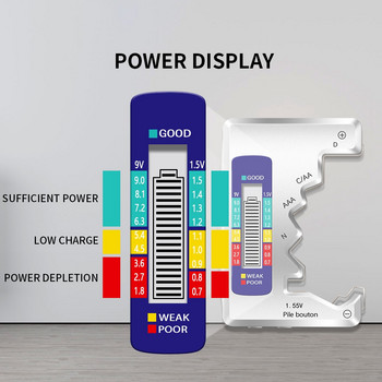 Цифров тестер за батерии LCD дисплей Детектор за ниво за AA AAA 9V 1.5V Детектор за капацитет на батерията с бутони Диагностичен инструмент