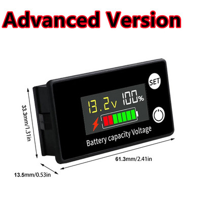 DC akkumulátor feszültségmérő DC 8V-100V kapacitásjelző teljesítménymérő lítium LiFePO4 ólom-sav cella 12V 24V 48V 6133A LCD akkumulátorhoz
