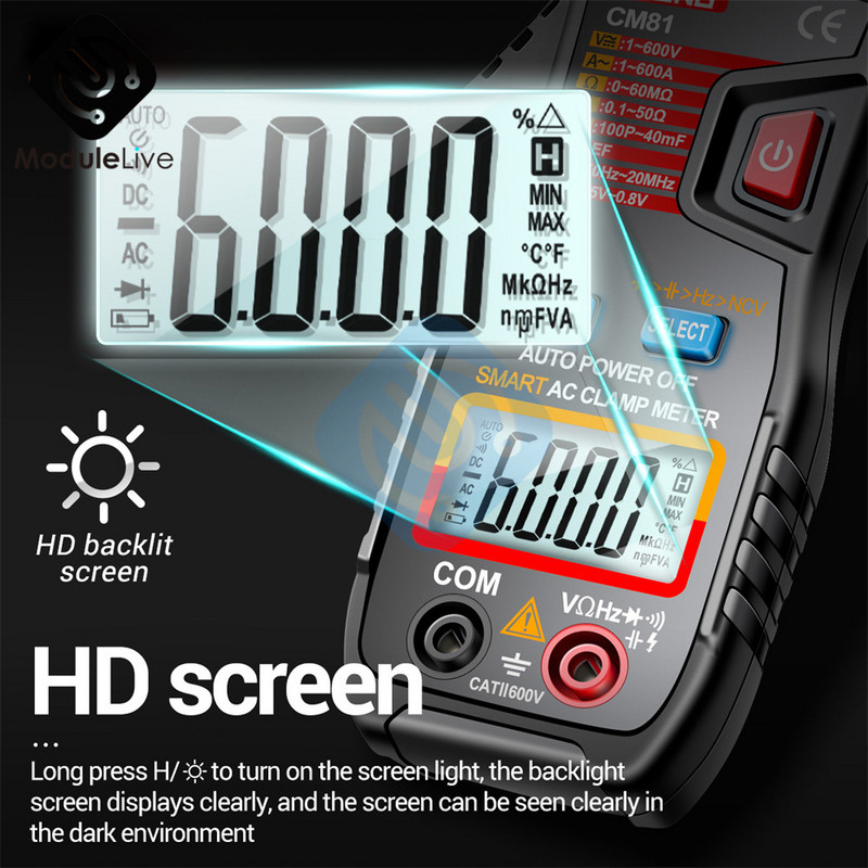 CM80 CM81 Multimetru digital 4000 6000 de numărări Multimetru cu clemă Ampermetru Interval automat Contor universal Contor cu clemă fără contact
