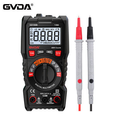 GVDA Цифров мултицет с автоматичен обхват DMM Волтметър True RMS AC DC NCV Ом тестер за напрежение Интелигентен амперметър 4000 броя Мултитестер