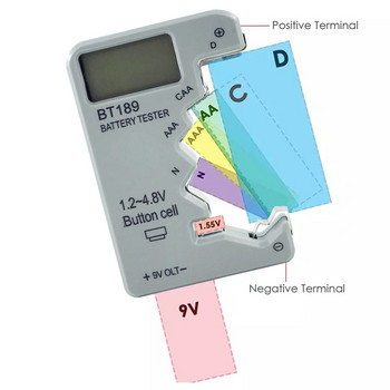 Цифров тестер за батерии LCD дисплей CDN AA AAA 9V 1.5V Капацитет на батерията с бутони Проверка на капацитета на детектора Диагностичен инструмент