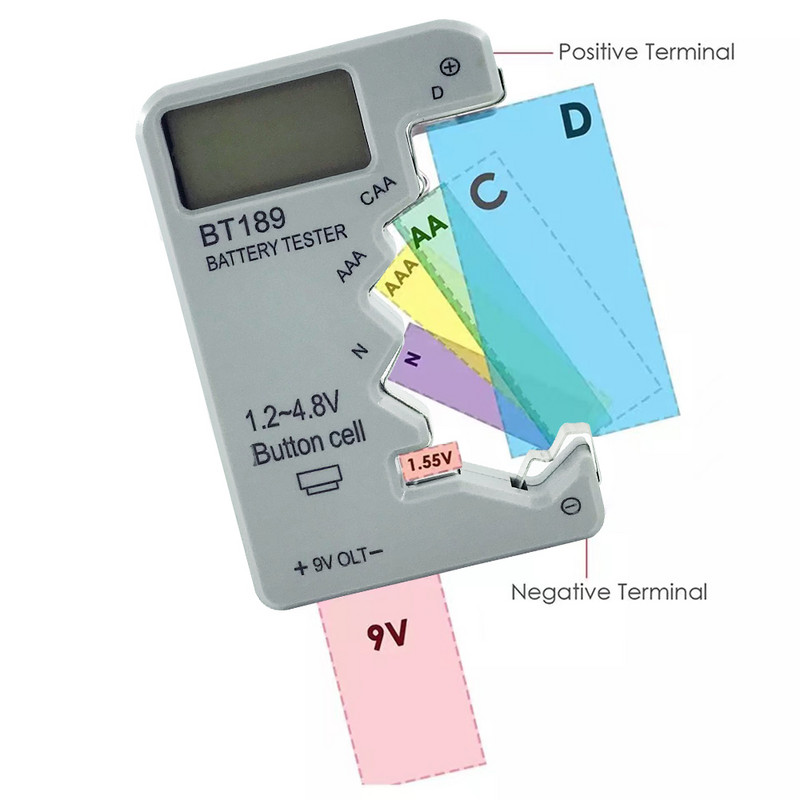 Digitális akkumulátortesztelő LCD kijelző CDN AA AAA 9V 1,5V gombelem akkumulátor kapacitás-ellenőrző érzékelő kapacitás diagnosztikai eszköz