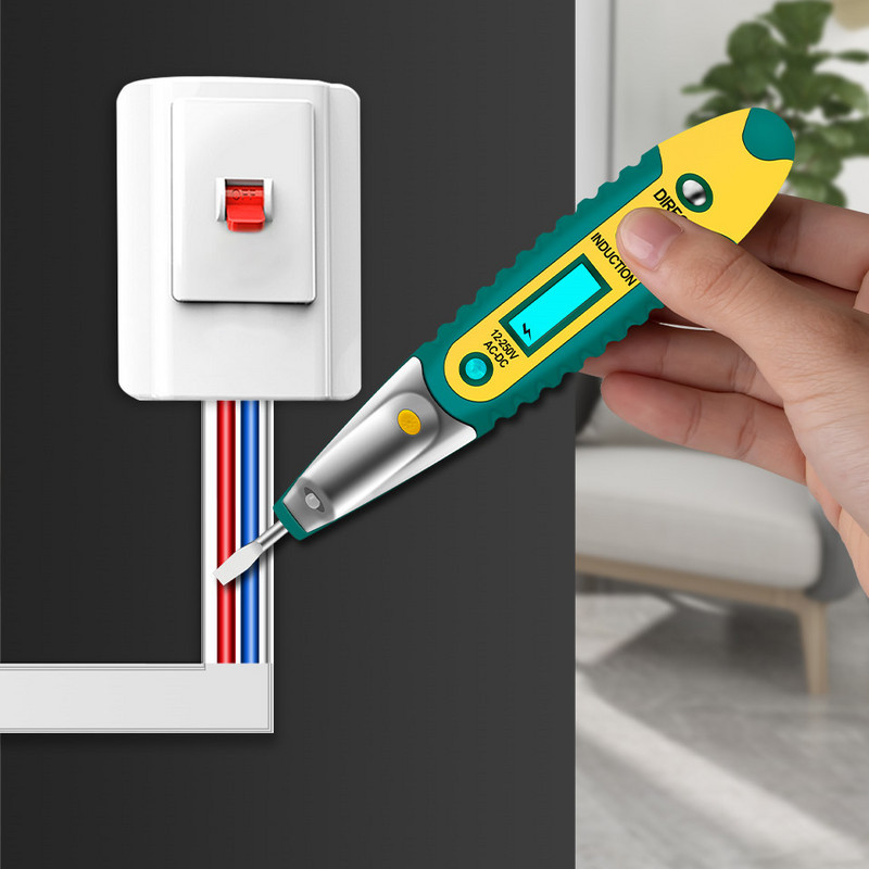 Skaitmeninis bandymo pieštuko testeris Elektrinis LCD ekranas Atsuktuvas Įtampos detektorius Bandymo rašiklis AC/DC 12-250V Elektriko įrankiai