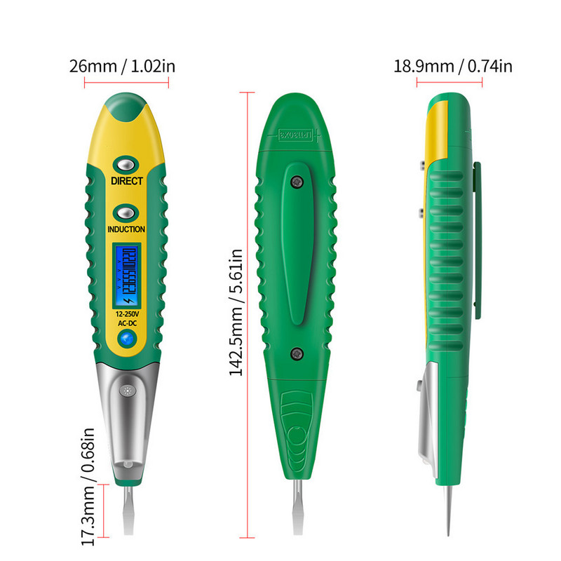 Skaitmeninis bandymo pieštuko testeris Elektrinis LCD ekranas Atsuktuvas Įtampos detektorius Bandymo rašiklis AC/DC 12-250V Elektriko įrankiai
