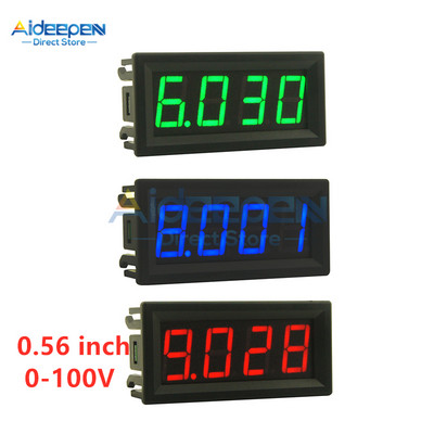 0.56 inch 0.56" DC 0.000V-100.0V Display LED cu 4 cifre Voltmetru Mini Contor digital de tensiune Volt Tester Roșu/Verde/Albastru DC 4-30V