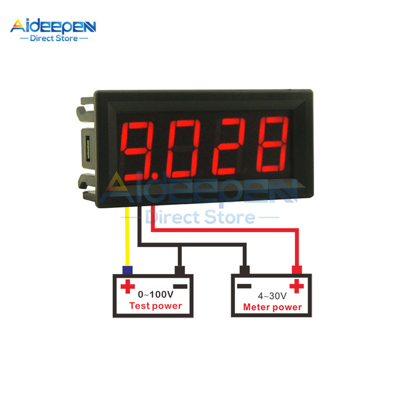 0,56 colio 0,56 colio DC 0,000 V–100,0 V 4 skaitmenų LED ekranas Voltmetras Mini skaitmeninis įtampos matuoklis Voltmetras Raudona / Žalia / Mėlyna DC 4-30 V