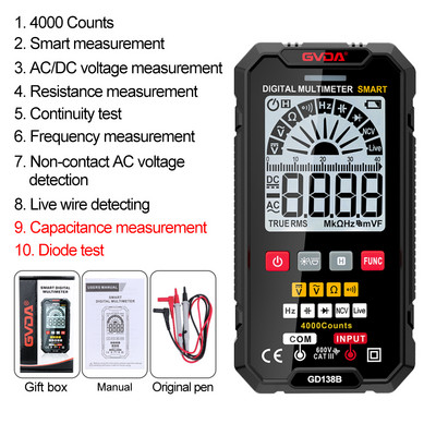 Ψηφιακό πολύμετρο GVDA True RMS Auto Range NCV DC Voltage Tester Voltmeter Smart Multi-meter Automatic Multimetro Multimeter