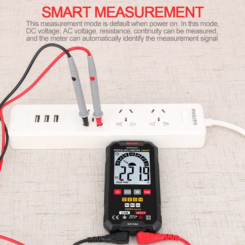 Ψηφιακό πολύμετρο GVDA True RMS Auto Range NCV DC Voltage Tester Voltmeter Smart Multi-meter Automatic Multimetro Multimeter