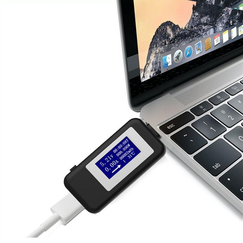 USB tipa C USB testeris LCD digitālais sprieguma strāvas mērītājs voltmetrs, ampērs, ampērmetrs, detektors barošanas bloka lādētāja indikators 22% OFF