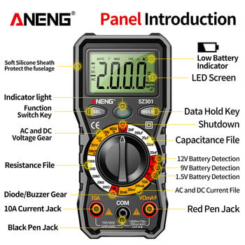 ANENG SZ301 Професионален цифров мултицет Тестови проводници AC/DC Voltage Current Automatic Tester Амперметър Измервател на капацитет Инструменти