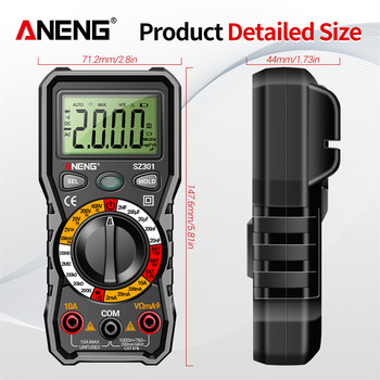 ANENG SZ301 Професионален цифров мултицет Тестови проводници AC/DC Voltage Current Automatic Tester Амперметър Измервател на капацитет Инструменти